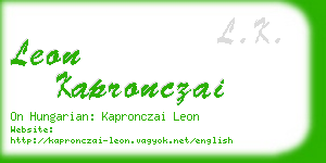 leon kapronczai business card